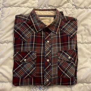 Clean, long sleeve, plaid button down shirt
